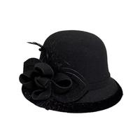 XUCZHAI Cappello da donna Fedora con nastro, in feltro, for signore, invernale, autunnale, elegante, cerimonia, banchetto, bombetta(Color 5)