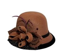 XUCZHAI Cappello da donna Fedora con nastro, in feltro, for signore, invernale, autunnale, elegante, cerimonia, banchetto, bombetta(Color 3)