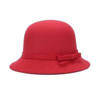 XUCZHAI Cappello da pescatore in feltro donna, cappello bombetta vintage regolabile in pelle scamosciata(Red)
