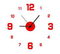 XUCZHAI Decor Wall Clock Kit DIY Craft Timepiece Frameless Walldecal Home Silent Living Roomoffice(Red)