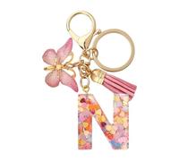 XUCZHAI DIY A-Z Letters Keychain Metal Holder Pendent Key Chain Women Car Ring Simple Letter Name Party Jewelry(ColorN)