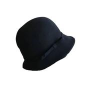 XUCZHAI Elegante Cappello Da Donna In Feltro A Cupola, Stile Vintage, Con Fiocco, Fedora, For Autunno E Inverno, Modello Bombetta Finta(Black)