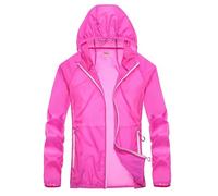 XUCZHAI Giacca antipioggia ad asciugatura rapida, impermeabile, da pesca, unisex, for esterni, con protezione solare, leggera e traspirante, donna, giacca a vento(Rose Red,2XL)