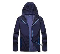 XUCZHAI Giacca antipioggia ad asciugatura rapida, impermeabile, da pesca, unisex, for esterni, con protezione solare, leggera e traspirante, donna, giacca a vento(Black,L)