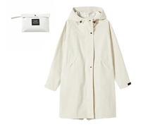 XUCZHAI Raincoat Women Men Long Rain Coat Jacket Zip 2 Pockets Waterproof Coating Inside(Beige,2XL)