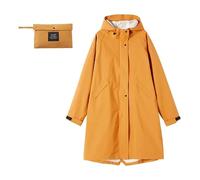 XUCZHAI Raincoat Women Men Long Rain Coat Jacket Zip 2 Pockets Waterproof Coating Inside(Orange,L)