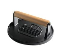 XUDAKAIXIN Pressa per hamburger in ghisa da 18 cm, perfetta per Blackstone, Chef da campo, griglie Weber e piastre da interno, indispensabile per barbecue e cookout (rotonda - scanalatura)