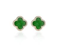 XUDEJUN Orecchini a forma di quadrifoglio, in argento, con quadrifoglio, pieni di diamanti e zirconi, anallergici, grandi per le donne, Argento sterling, cristallo