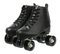 XUDREZ Pattini a rotelle classici High-Top a doppia fila in pelle per uomo e donna (ruota nera nera, 8)