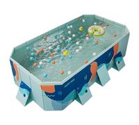 XUDREZ Piscina Pieghevole Rettangolare, Mega Pieghevole Non Gonfiabile per Famiglie, Festa in Della Dea, Piscina Da Adulti, Riunione Di Famiglia Nella Estiva, Blu 100,78“ X 65,74” X 19,68"
