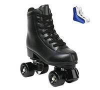 XUDREZ Scarpe da pattino a rotelle per donne e uomini in pelle PU High top pattini a doppia fila per principianti, pattini a rotelle professionali per interni ed esterni con borsa per scarpe (ruota nera, 45)
