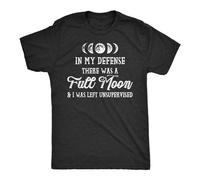 Xue Fu Rong Men's in My Defense There Was A Full Moon Halloween Shirt Funny Werewolf Top T-Shirt Balck T-Shirt Black XXL