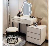 XUEBMA Toeletta Minimalista,griglia Divisoria Binario Scorrevole Silenzioso Specchio Per Il Trucco A Tre Colori Integrato Per Trucco E Ufficio Disponibile Per Uomo E Donna(White,80cmx40x75cm)