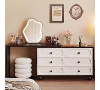 XUEBMA Toeletta Per Camera Da Letto,posizionabile A L Legno Sano Di Alta Qualità Elegante Specchio A Tre Colori Moderno Mobile Da Camera Da Letto Tecnologico(Noir,80cmx100cm)