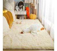 XUEDNGM Tappeto Camera da Letto Tappeto Morbido 75 x 130 cm Monocolore Design Moderno Lavabile, Antiscivolo, Morbido Tappeto del Soggiorno Pelo Lungo Tappeti Antiscivolo, Color Crema