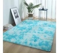 XUEDNGM Tappeto Peloso Soggiorno Tappeto Soggiorno 157 x 220 cm Monocolore Design Moderno Lavabile, Antiscivolo, Morbido Tappeti Soggiorno Pelo Lungo Tappeto a Pelo Lungo, Azzurro