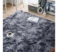 XUEDNGM Tappeto Peloso Soggiorno Tappeto Soggiorno 160 x 160 cm Moderno, Lavabile, Antiscivolo, per Camera da Letto, Morbido Tappeto Camera da Letto Antiscivolo Modern Tappeto, Grigio Scuro