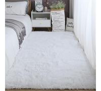 XUEDNGM Tappeto Peloso Soggiorno Tappeto Soggiorno 80 x 180 cm Monocolore Design Moderno Lavabile, Antiscivolo, Morbido Tappeto Moderno per Soggiorno Tappeti Salotto Shaggy, Bianco