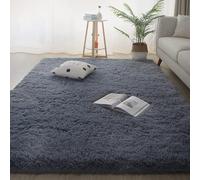 XUEDNGM Tappeto Salotto Pelo Tappeti Tappeto a Pelo Lungo 130 x 160 cm Moderno, Lavabile, Antiscivolo, per Camera da Letto, Morbido Tappeti Soggiorno Tappetino a Pelo Lungo Rettangolo, Grigio