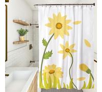 XUEDNGM Tenda da Doccia Antimuffa 140 x 165 cm Tenda da Doccia Impermeabile Tenda Doccia Personalizzabile, Antibatterica Lavabile, Orlo Ponderato, con Ganci, Fiore Giallo