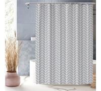 XUEDNGM Tenda Doccia Antimuffa 120 x 160 cm Tenda per La Doccia Tenda da Bagno Resistente Orlo Ponderato, Personalizzabile, Impermeabile, Lavabile, con Ganci, Onde Grigie