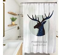 XUEDNGM Tenda Doccia Antimuffa Tenda da Bagno 80 x 205 cm Personalizzabile, Antibatterica Orlo Ponderato, con Ganci Tende da Doccia Bagno Tende Doccia Tende Bagno Lavabile, Alce