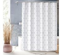 XUEDNGM Tenda per Vasca da Bagno 100 x 140 cm Tenda Doccia Impermeabile Tenda Doccia Tessuto con Pesi, Personalizzabile,Impermeabile, Lavabile, con Ganci, esagono Bianco