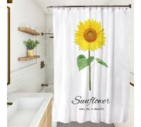 XUEDNGM Tenda Vasca da Bagno Antimuffa 80 x 180 cm Tenda della Vasca da Bagno Tenda da Doccia con Pesi, Personalizzabile,Impermeabile, Lavabile, con Ganci, girasole2