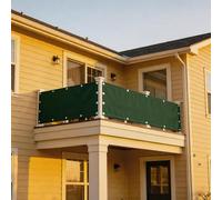 XUEHMIN Copri Ringhiera Balcone 110 x 500 cm Resistente al Vento, Impermeabile Anti UV Schermo Privacy Terrazzo con Fascetta, Corde per Recinzioni, Verde Scuro