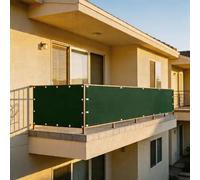XUEHMIN Copri Ringhiera Balcone 150 x 800 cm Protezione UV, Antivento e Impermeabile Protezione della Privacy con Corde, Occhielli per Balcone, Verde Scuro
