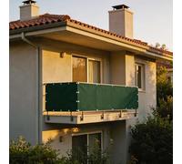 XUEHMIN Copri Ringhiera Balcone 180 x 200 cm Resistente al Vento, Impermeabile Anti UV Telo Copri Ringhiera, Schermo Privacy con Corde, Occhielli per Balcone, Verde Scuro