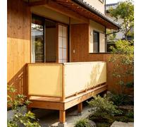 XUEHMIN Copri Ringhiera Balcone 65 x 110 cm Protezione Impermeabile, Protection UV Ringhiera Copertura, Antipioggia con Corde, Occhielli per Recinzioni, Color Crema
