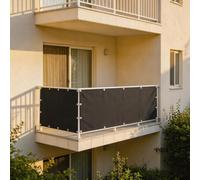 XUEHMIN Copri Ringhiera Balcone Esterno 130 x 565 cm Impermeabile, Anti-UV, Resistente alle Intemperie Rete Ombreggiante per Balcone con Fascetta, Corde per, Grigio Scuro