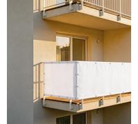 XUEHMIN Copri Ringhiera Balcone Esterno 140 x 240 cm Resistente al Vento, Impermeabile Anti UV Telo Balcone Ringhiera con Fascetta, Corde per Giardino, Bianco