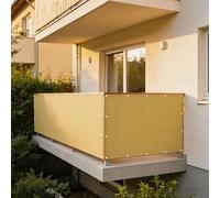 XUEHMIN Copri Ringhiera Balcone Esterno 150 x 900 cm Impermeabile, Protezione UV Resistente al Vento Protezione della Privacy con Fascetta, Corde per Giardino, Color Crema