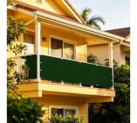 XUEHMIN Copri Ringhiera Balcone Esterno 160 x 800 cm Impermeabile, Protezione UV Resistente al Vento Ringhiera Copertura, Antipioggia con Occhielli, Fascetta per Balcone, Verde Scuro