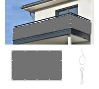 XUEHMIN Copri Ringhiera Balcone Esterno 160 x 800 cm Resistente al Vento, Impermeabile Anti UV Recinione Copertura per Protezione con Fascetta, Corde per Esterno, Grigio
