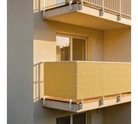 XUEHMIN Copri Ringhiera Balcone Esterno 160 x 800 cm Resistente al Vento, Impermeabile Anti UV Telo Balcone Ringhiera con Fascetta, Corde per Giardino, Color Crema