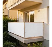 XUEHMIN Copri Ringhiera Balcone Esterno 180 x 180 cm Impermeabile, Protezione UV Resistente al Vento Protezione della Privacy con Fascetta, Corde per Giardino, Bianco