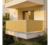 XUEHMIN Copri Ringhiera Balcone Esterno 180 x 325 cm Anti-UV, Oscurante, Résistant Au Vent, Antistrappo Paravento per Balcone con Occhielli, Fascetta per Giardino, Color Crema