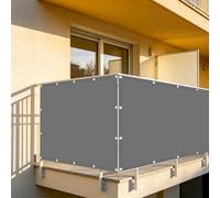 XUEHMIN Copri Ringhiera Balcone Esterno 50 x 180 cm Impermeabile, Anti-UV, Resistente alle Intemperie Rete Ombreggiante per Balcone con Corde, Occhielli per, Grigio Chiaro