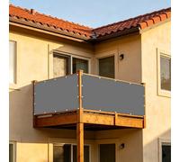 XUEHMIN Copri Ringhiera Balcone Esterno 50 x 180 cm Resistente al Vento, Impermeabile Anti UV Rete Ombreggiante, Privacy Balcone con Corde, Occhielli per, Grigio Chiaro