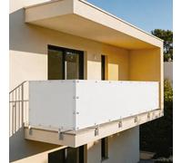 XUEHMIN Copri Ringhiera Balcone Esterno 65 x 600 cm Impermeabile, Protezione UV Resistente al Vento Ringhiera Copertura, Antipioggia con Fascetta, Corde per Giardino, Bianco