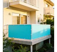 XUEHMIN Frangivisto Balcone 150 x 650 cm Protezione Impermeabile, Protection UV Protezione della Privacy con Corde, Occhielli per Terrazza, Blu Cielo