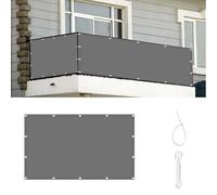 XUEHMIN Frangivisto Balcone 160 x 800 cm Impermeabile, Protezione UV Resistente al Vento Telo Ombreggiante, Frangivisto con Occhielli, Fascetta per Recinzioni, Grigio