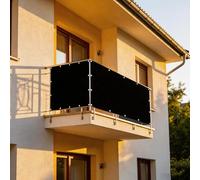 XUEHMIN Frangivisto Balcone 35 x 220 cm Protezione Impermeabile, Protection UV Frangivisto Balcone, Schermo con Fascetta, Corde per Esterno, Nero