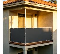 XUEHMIN Frangivisto Balcone 70 x 480 cm Resistente al Vento, Impermeabile Anti UV Telo Balcone Ringhiera con Corde, Occhielli per Terrazza, Grigio Scuro