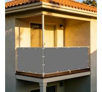 XUEHMIN Frangivisto Balcone 70 x 520 cm Resistente al Vento, Impermeabile Anti UV Telo Balcone Ringhiera con Corde, Occhielli per Terrazza, Grigio Chiaro