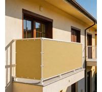 XUEHMIN Telo Frangivisto 180 x 325 cm Resistente al Vento, Impermeabile Anti UV Telo Balcone Ringhiera con Fascetta, Corde per Terrazza, Color Crema