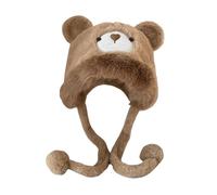 XUEJIANN Berretto della polizia per bambini, invernale, caldo, morbido, con motivo animale, in velluto, da uomo, cachi, Taglia unica